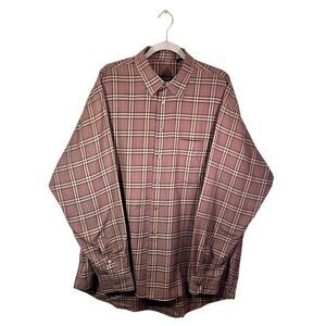 Burberry London Vintage Cotton Brown Dress Shirt Plaid Size XS